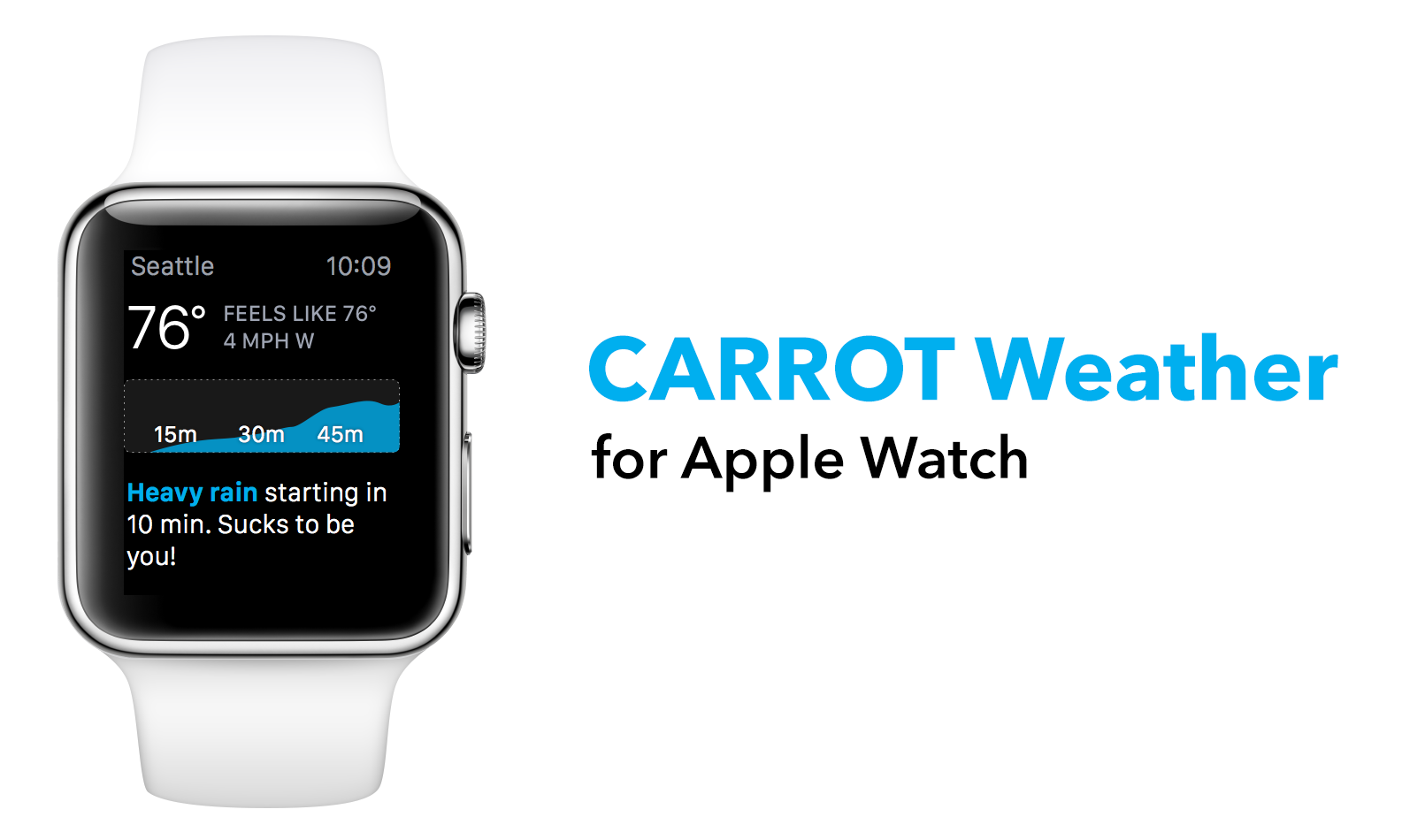 carrot weather wont show up on apple watch